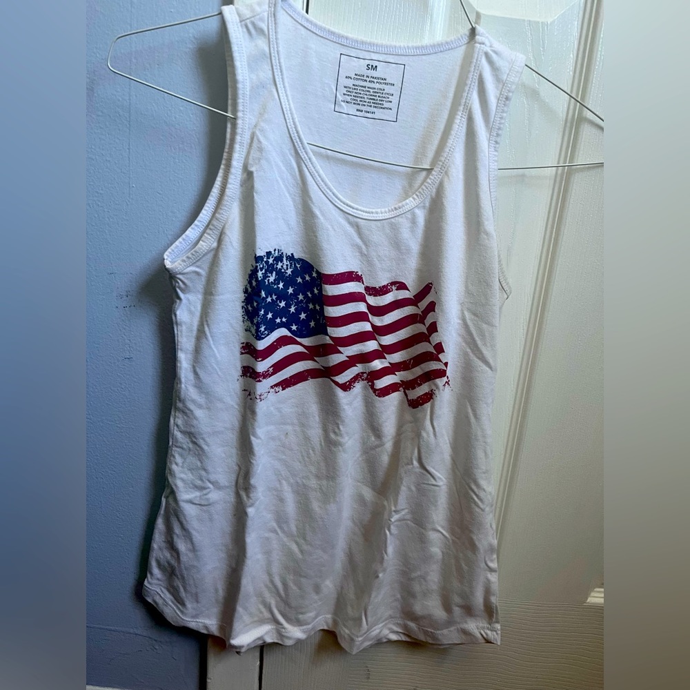 White USA flag sleeveless shirt